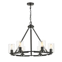 Six Light Chandelier from the Monroe Collection in Matte Black with Gold Highlights Finish by Golden