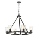 Six Light Chandelier from the Monroe Collection in Matte Black with Gold Highlights Finish by Golden