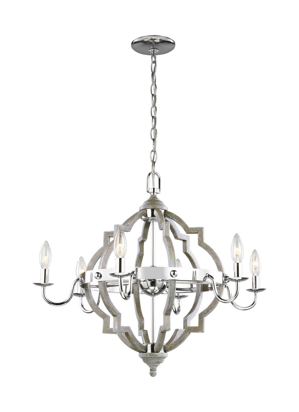 Generation Lighting - 3124906EN-872 - Six Light Chandelier - Socorro - Washed Pine from Lighting & Bulbs Unlimited in Charlotte, NC
