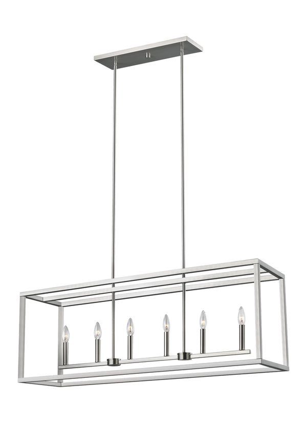 Generation Lighting - 6634506-962 - Six Light Island Pendant - Moffet Street - Brushed Nickel from Lighting & Bulbs Unlimited in Charlotte, NC