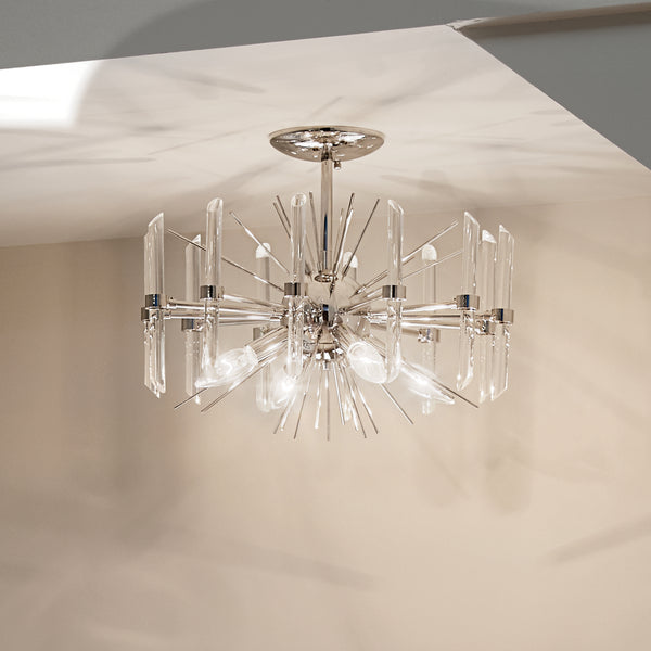Four Light Semi Flush Mount from the Eris Collection in Polished Nickel Finish by Kichler