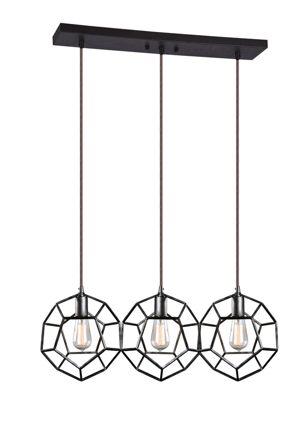 Matteo Lighting - C54643RB - Three Light Pendant - Geometry Series - Rusty Black from Lighting & Bulbs Unlimited in Charlotte, NC