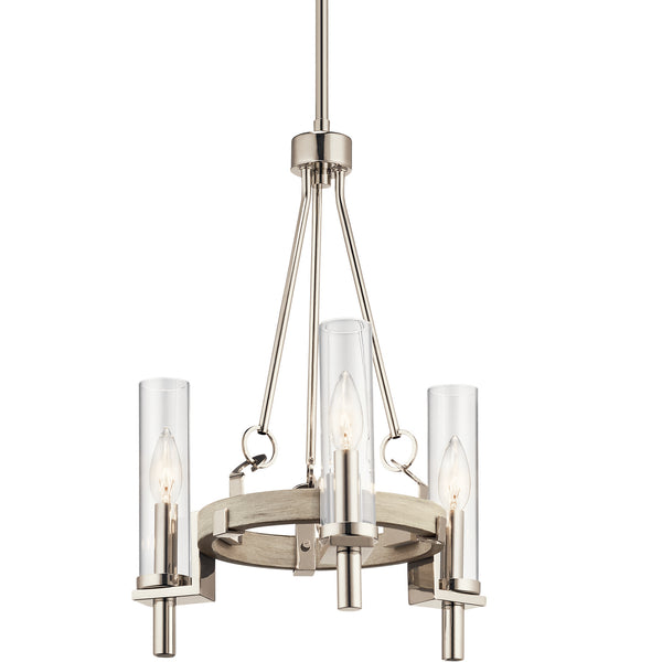Three Light Chandelier from the Telan Collection in White Washed Wood Finish by Kichler