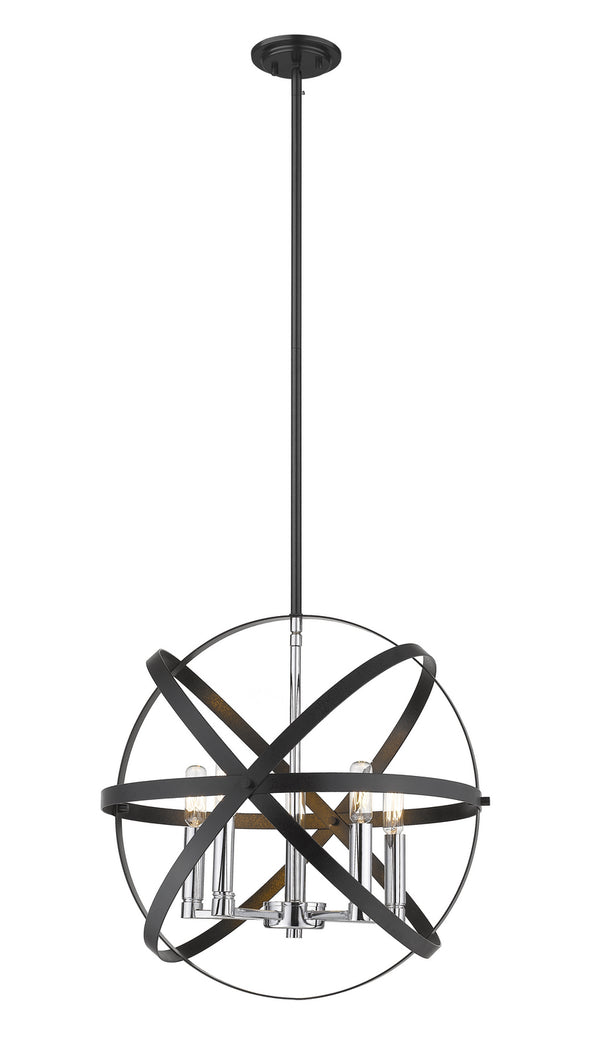 Z-Lite - 463-18HBK-CH - Five Light Pendant - Cavallo - Hammered Black / Chrome from Lighting & Bulbs Unlimited in Charlotte, NC