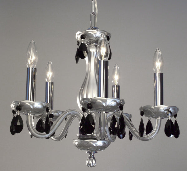 Classic Lighting - 82045 SIL CBK - Five Light Chandelier - Monaco - Silver Painted from Lighting & Bulbs Unlimited in Charlotte, NC