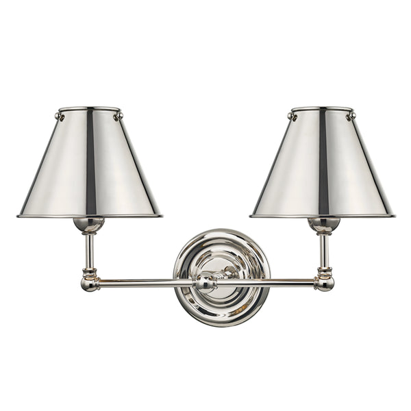 Hudson Valley - MDS102-PN-MS - Two Light Wall Sconce - Classic No.1 - Polished Nickel from Lighting & Bulbs Unlimited in Charlotte, NC