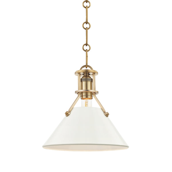 Hudson Valley - MDS351-AGB/OW - One Light Pendant - Painted No.2 - Aged Brass/Off White from Lighting & Bulbs Unlimited in Charlotte, NC
