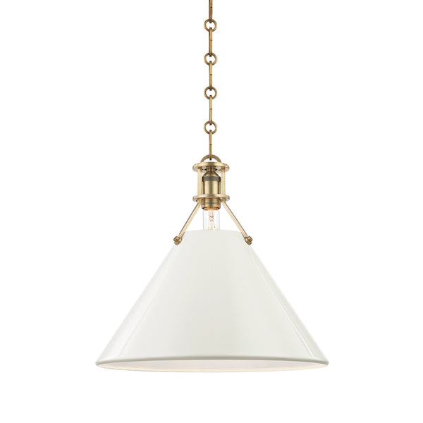 Hudson Valley - MDS352-AGB/OW - One Light Pendant - Painted No.2 - Aged Brass/Off White from Lighting & Bulbs Unlimited in Charlotte, NC