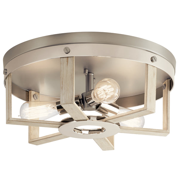 Kichler - 44293WWW - Three Light Flush Mount - Peyton - White Washed Wood from Lighting & Bulbs Unlimited in Charlotte, NC