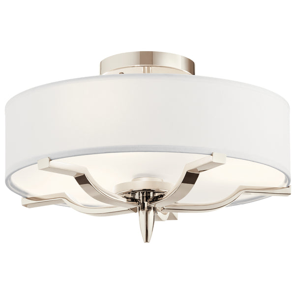 Kichler - 44314PN - Three Light Flush Mount - Kinsey - Polished Nickel from Lighting & Bulbs Unlimited in Charlotte, NC