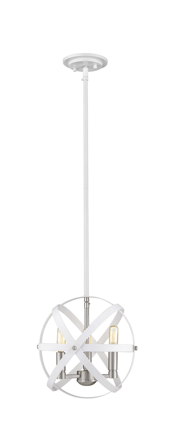 Z-Lite - 463-12HWH-BN - Three Light Chandelier - Cavallo - Hammered White / Brushed Nickel from Lighting & Bulbs Unlimited in Charlotte, NC