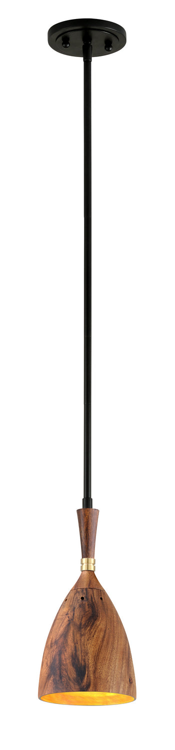 Corbett Lighting - 280-41-SBK - One Light Pendant - Utopia - Black Brass Acacia Wood Shades from Lighting & Bulbs Unlimited in Charlotte, NC