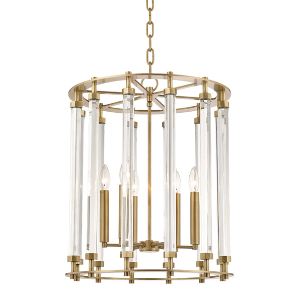 Hudson Valley - 2818-AGB - Six Light Pendant - Haddon - Aged Brass from Lighting & Bulbs Unlimited in Charlotte, NC