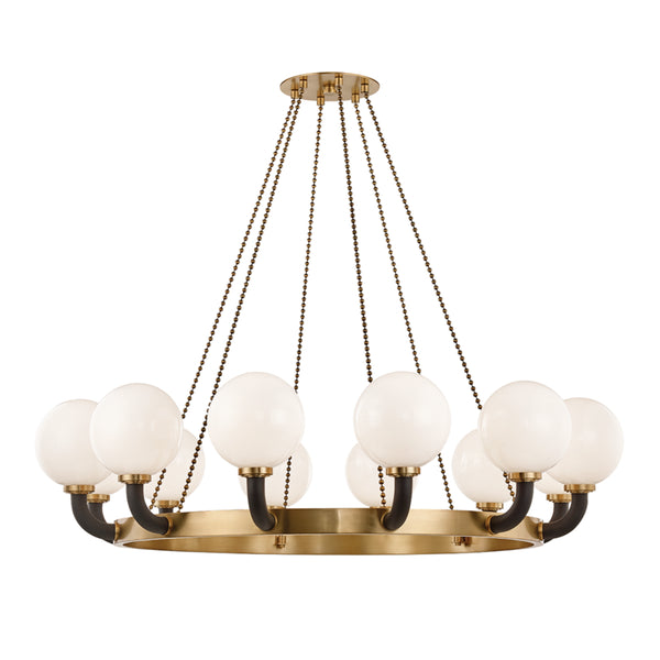 Hudson Valley - 3660-AGB/BK - 12 Light Pendant - Werner - Aged Brass/Black from Lighting & Bulbs Unlimited in Charlotte, NC