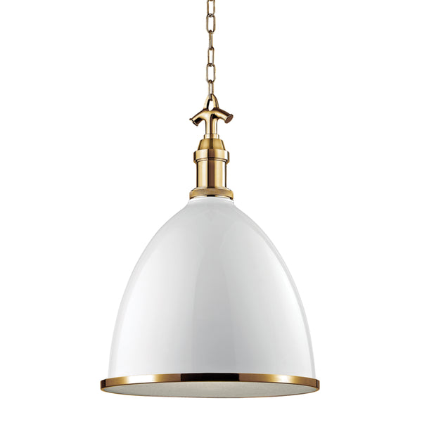 Hudson Valley - 7718-WAGB - One Light Pendant - Viceroy - White/Aged Brass from Lighting & Bulbs Unlimited in Charlotte, NC