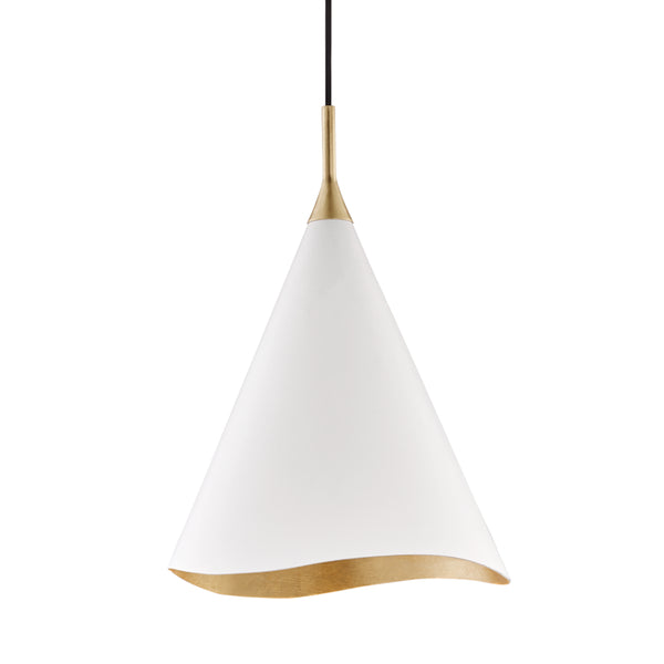 Hudson Valley - 9613-GL/WHT - One Light Pendant - Martini - Gold Leaf/Soft Off White Combo from Lighting & Bulbs Unlimited in Charlotte, NC