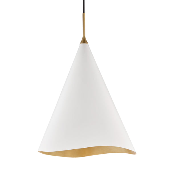 Hudson Valley - 9618-GL/WHT - One Light Pendant - Martini - Gold Leaf/Soft Off White Combo from Lighting & Bulbs Unlimited in Charlotte, NC