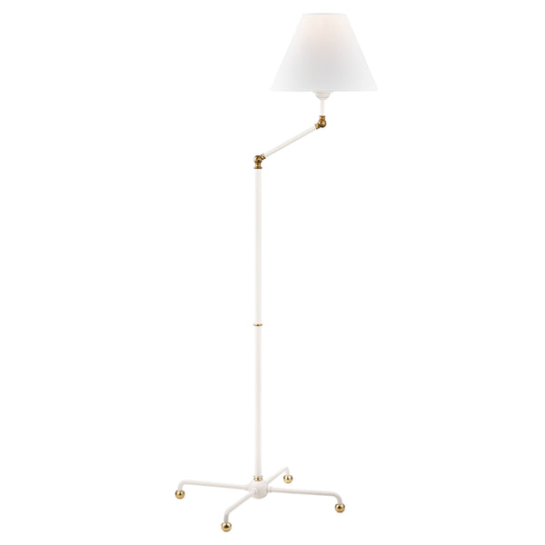 Hudson Valley - MDSL110-AGB/WH - One Light Floor Lamp - Classic No.1 - Aged Brass/Soft Off White from Lighting & Bulbs Unlimited in Charlotte, NC