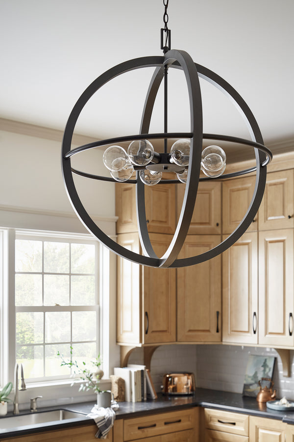 LED Chandelier from the Bodie Collection in Dark Cement Finish by Hinkley