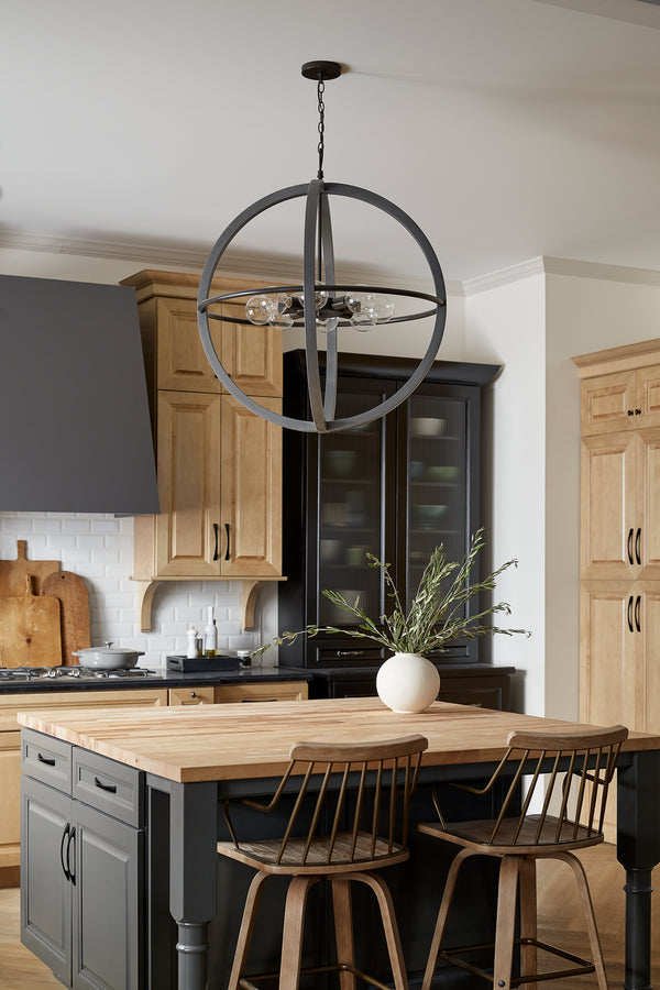 LED Chandelier from the Bodie Collection in Dark Cement Finish by Hinkley