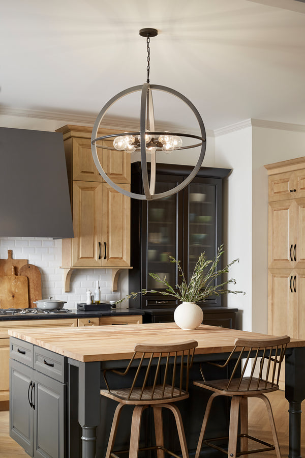 LED Chandelier from the Bodie Collection in Dark Cement Finish by Hinkley