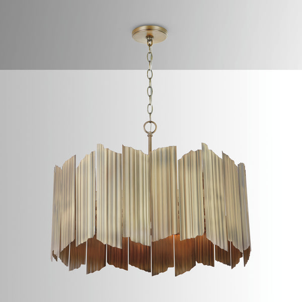 Four Light Pendant from the Xavier Collection in Aged Brass Finish by Capital Lighting