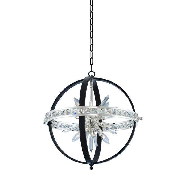 Allegri - 033650-050-FR001 - Six Light Pendant - Angelo - Matte Black w/ Polished Silver from Lighting & Bulbs Unlimited in Charlotte, NC