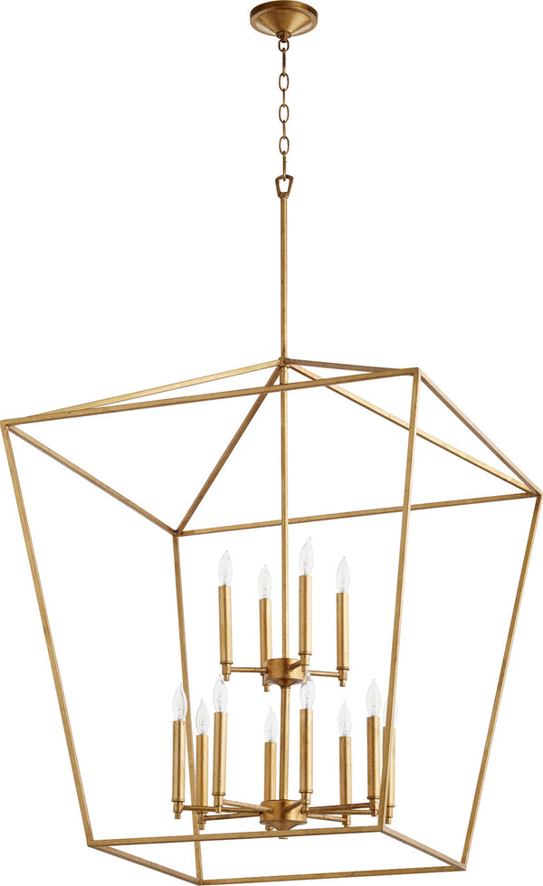 Quorum - 604-12-74 - 12 Light Entry Pendant - Gabriel - Gold Leaf from Lighting & Bulbs Unlimited in Charlotte, NC