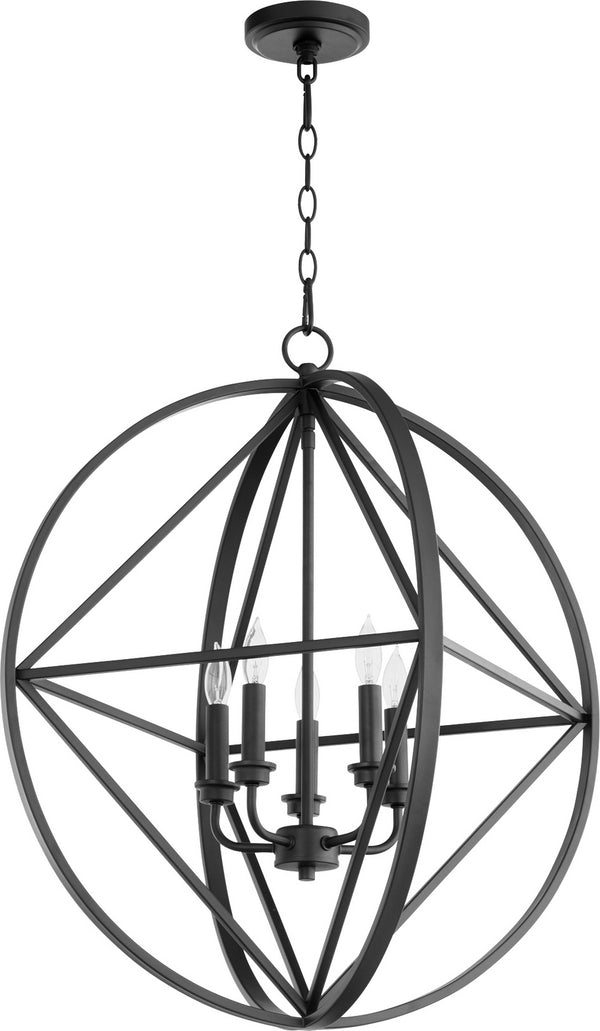 Quorum - 807-5-69 - Five Light Pendant - Prolate with Cube Pendants - Textured Black from Lighting & Bulbs Unlimited in Charlotte, NC