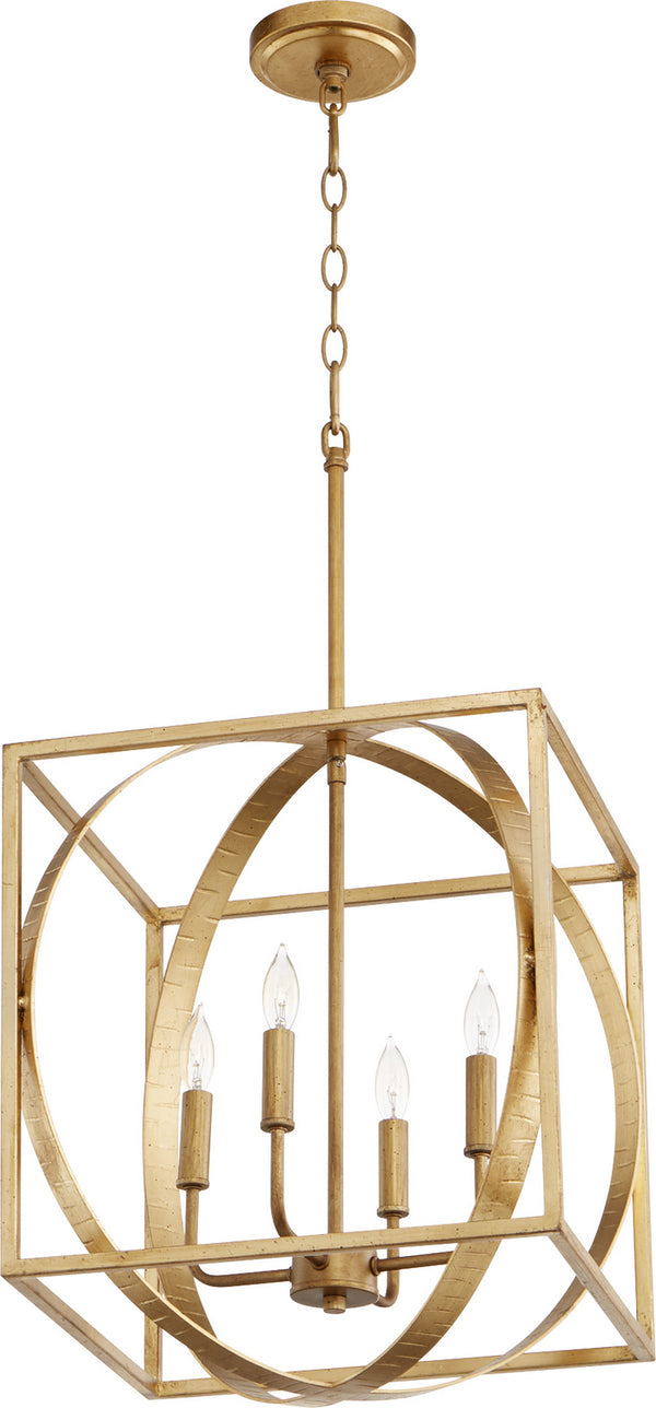 Quorum - 8150-4-74 - Four Light Pendant - Cube and Sphere Pendants - Gold Leaf from Lighting & Bulbs Unlimited in Charlotte, NC