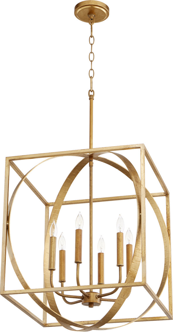 Quorum - 8150-6-74 - Six Light Pendant - Cube and Sphere Pendants - Gold Leaf from Lighting & Bulbs Unlimited in Charlotte, NC