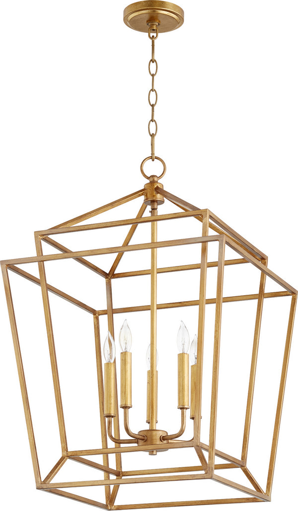 Quorum - 8807-5-74 - Five Light Entry Pendant - Monument - Gold Leaf from Lighting & Bulbs Unlimited in Charlotte, NC