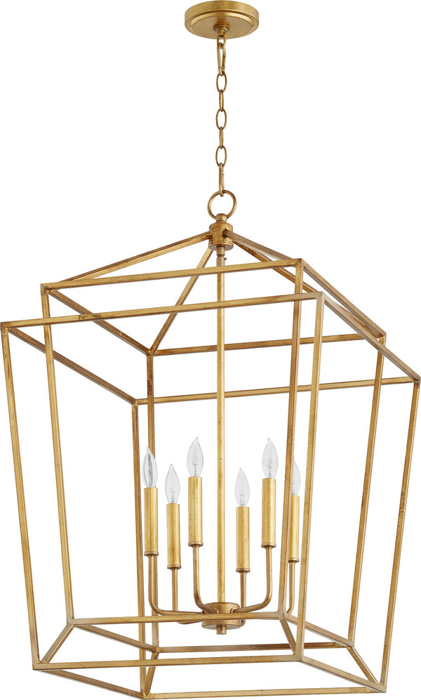 Quorum - 8807-6-74 - Six Light Entry Pendant - Monument - Gold Leaf from Lighting & Bulbs Unlimited in Charlotte, NC