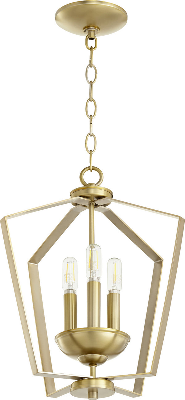 Quorum - 894-3-80 - Three Light Entry Pendant - 3LT Entry Series - Aged Brass from Lighting & Bulbs Unlimited in Charlotte, NC