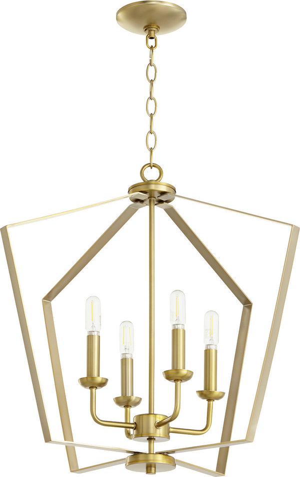 Quorum - 894-4-80 - Four Light Entry Pendant - 4LT Entry Series - Aged Brass from Lighting & Bulbs Unlimited in Charlotte, NC