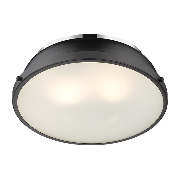 Two Light Flush Mount from the Duncan CH Collection in Chrome Finish by Golden