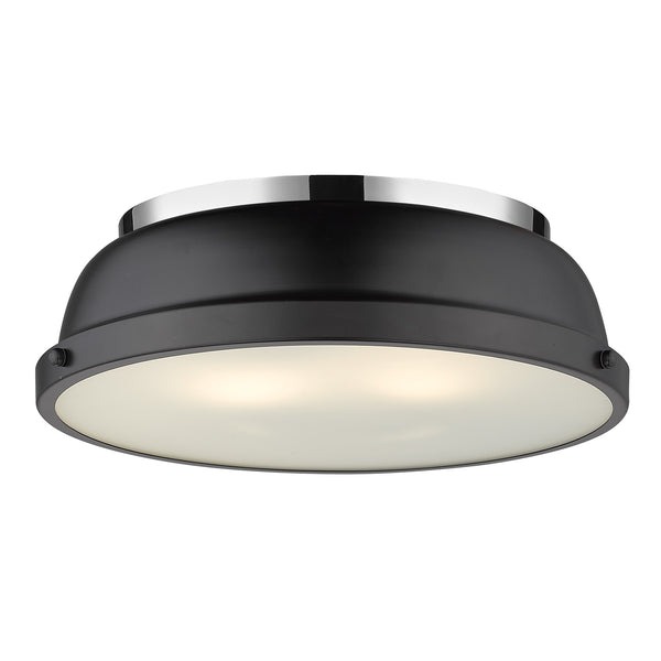 Golden - 3602-14 CH-BLK - Two Light Flush Mount - Duncan CH - Chrome from Lighting & Bulbs Unlimited in Charlotte, NC