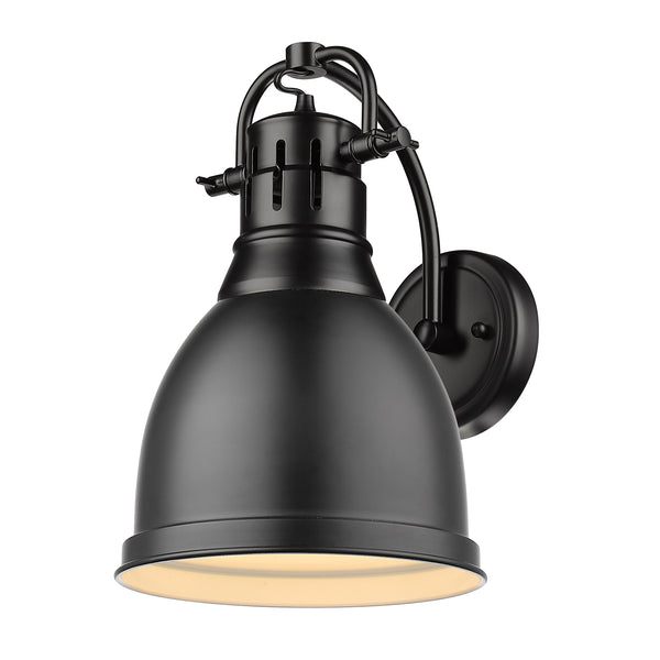 Golden - 3602-1W BLK-BLK - One Light Wall Sconce - Duncan BLK - Matte Black from Lighting & Bulbs Unlimited in Charlotte, NC