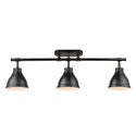 Three Light Semi-Flush Mount from the Duncan BLK Collection in Matte Black Finish by Golden