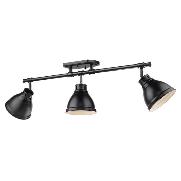 Golden - 3602-3SF BLK-BLK - Three Light Semi-Flush Mount - Duncan BLK - Matte Black from Lighting & Bulbs Unlimited in Charlotte, NC