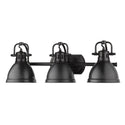 Three Light Bath Vanity from the Duncan BLK Collection in Matte Black Finish by Golden