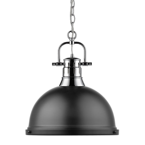 One Light Pendant from the Duncan CH Collection in Chrome Finish by Golden