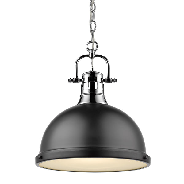 Golden - 3602-L CH-BLK - One Light Pendant - Duncan CH - Chrome from Lighting & Bulbs Unlimited in Charlotte, NC