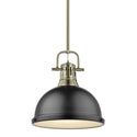 Golden - 3604-L AB-BLK - One Light Pendant - Duncan AB - Aged Brass from Lighting & Bulbs Unlimited in Charlotte, NC