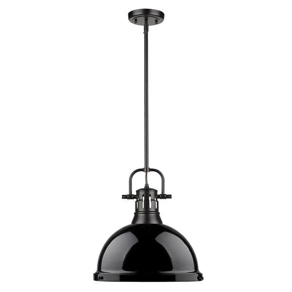 One Light Pendant from the Duncan BLK Collection in Matte Black Finish by Golden