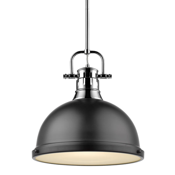 Golden - 3604-L CH-BLK - One Light Pendant - Duncan CH - Chrome from Lighting & Bulbs Unlimited in Charlotte, NC