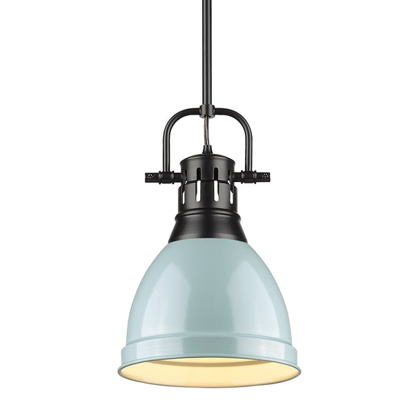 One Light Pendant from the Duncan BLK Collection in Matte Black Finish by Golden