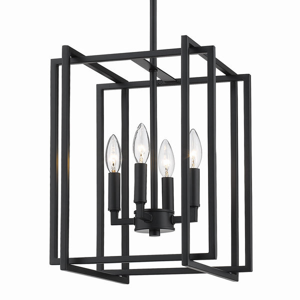 Four Light Chandelier from the Tribeca BLK Collection in Matte Black Finish by Golden