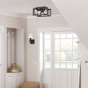 Two Light Flush Mount from the Tribeca BLK Collection in Matte Black Finish by Golden