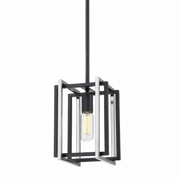 One Light Mini Pendant from the Tribeca BLK Collection in Matte Black Finish by Golden